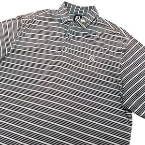 FootJoy Polo Shirt Druid Hills Golf Club Mens XL Blue Striped Floral Collar Golf